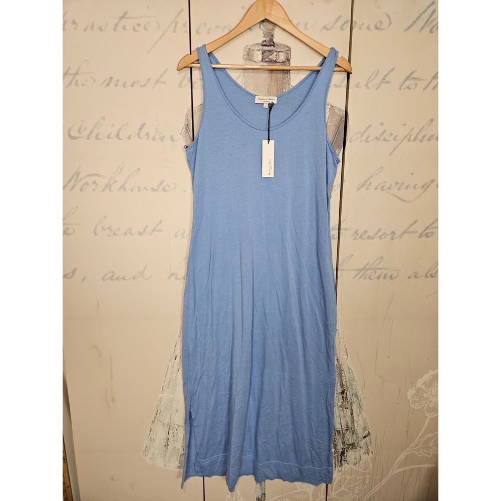 NWT Michael Stars Cali Tank Dress M Oxygen Blue Cotton Modal Reversible Midi
